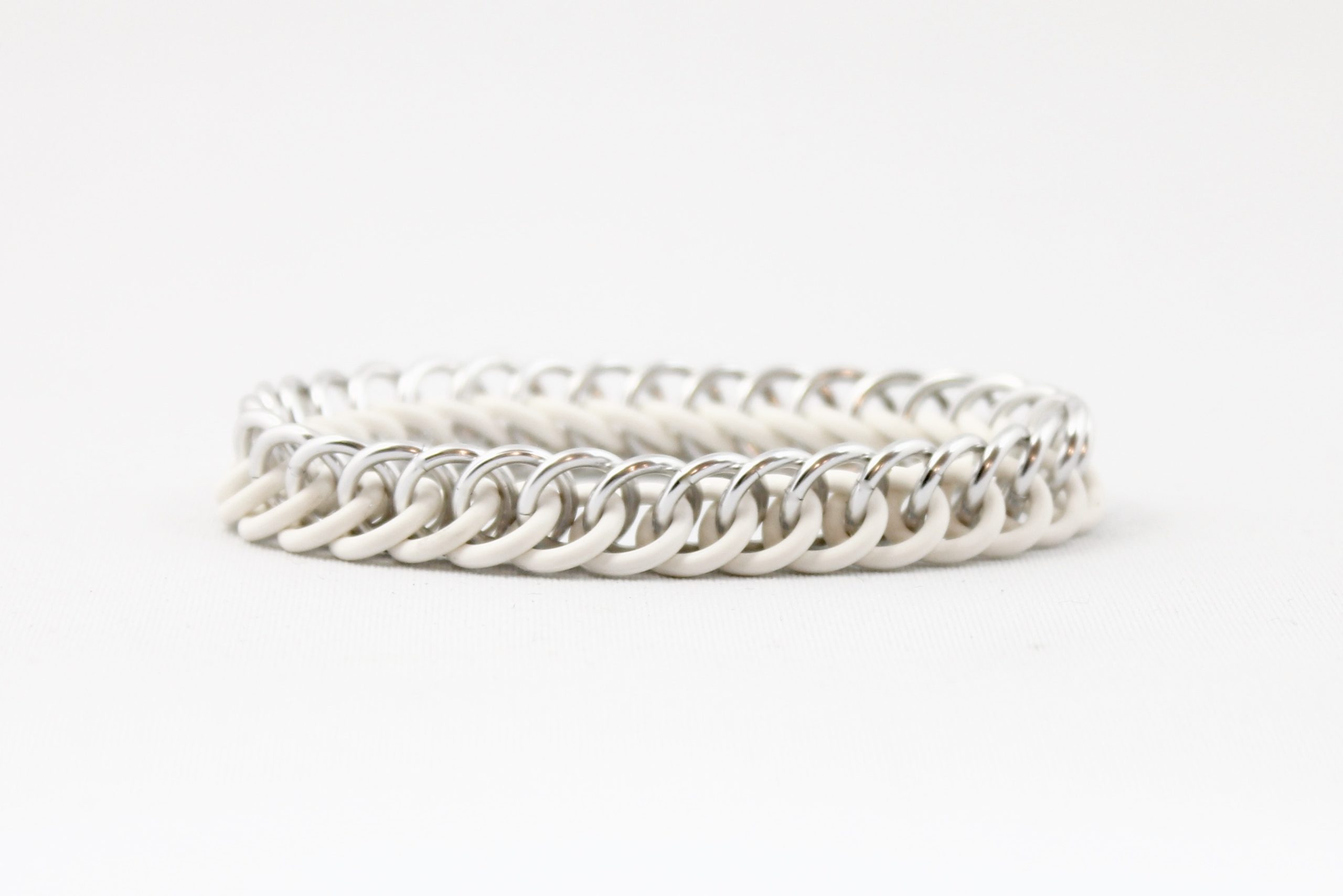 The Persian Stretch Bracelet in White + Silver