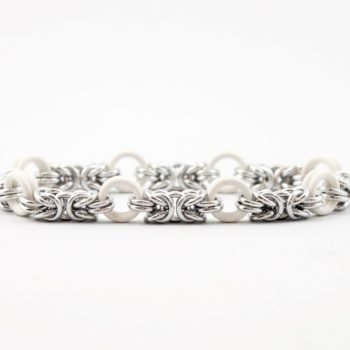 The Byz Stretch Bracelet in White + Silver