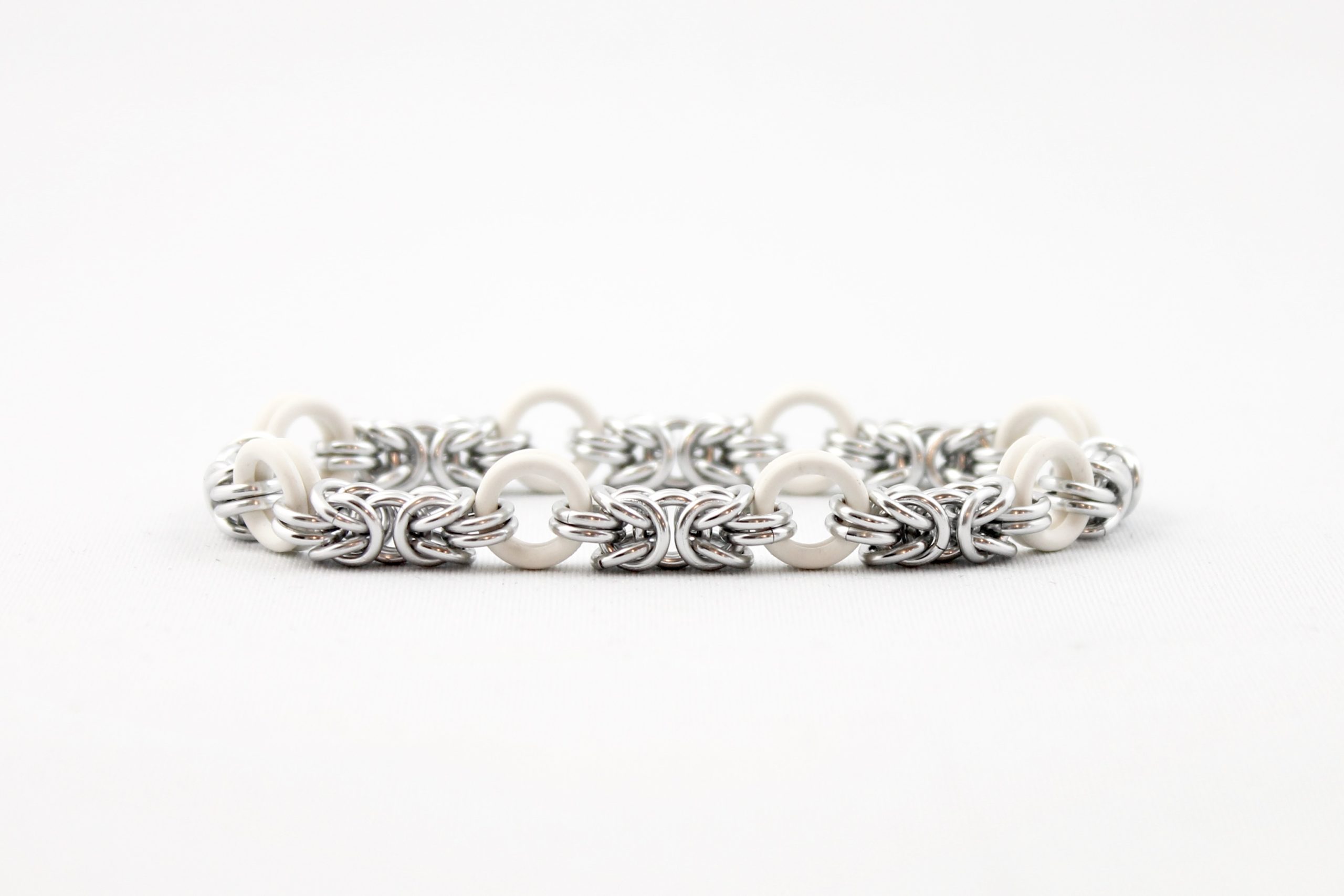 The Byz Stretch Bracelet in White + Silver