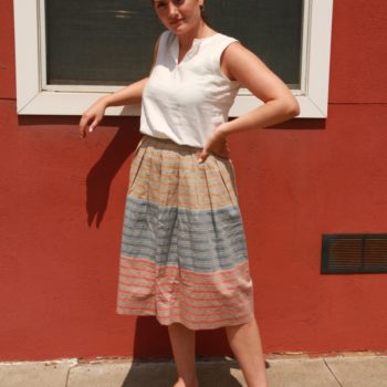 Comrags Beige, Blue and Coral Skirt