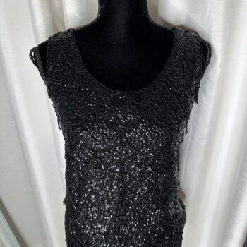 BLACK VINTAGE SEQUINED SLEEVELESS TOP